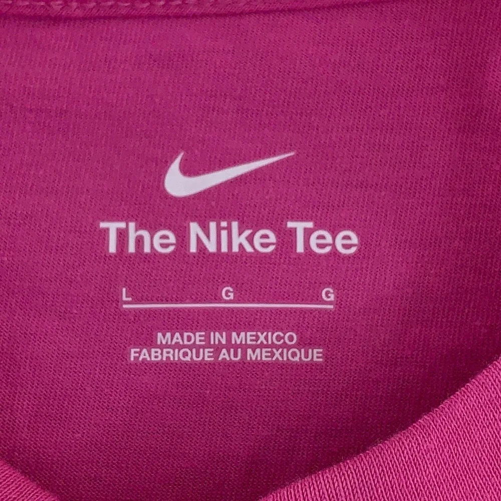 Nike Womens Large Pink Cotton Short Sleeve Swoosh T-Shirt *Flaw